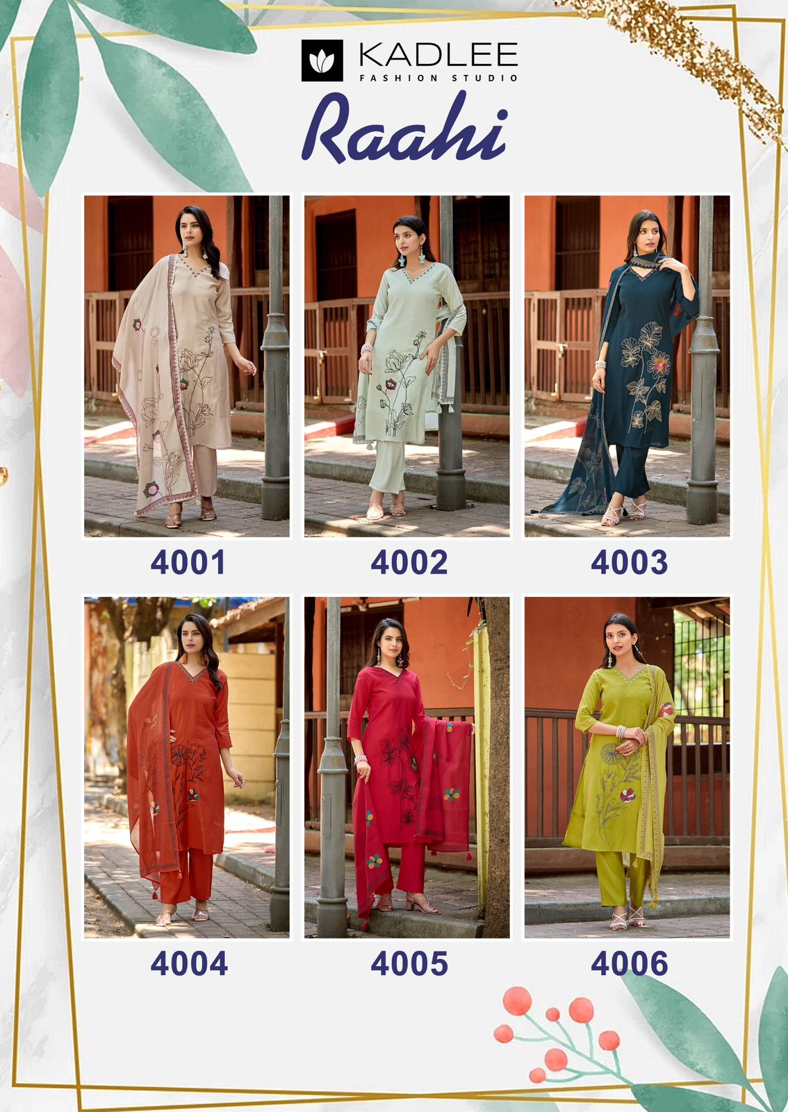 Raahi Kadlee Roman Silk Readymade Pant Style Suits Supplier