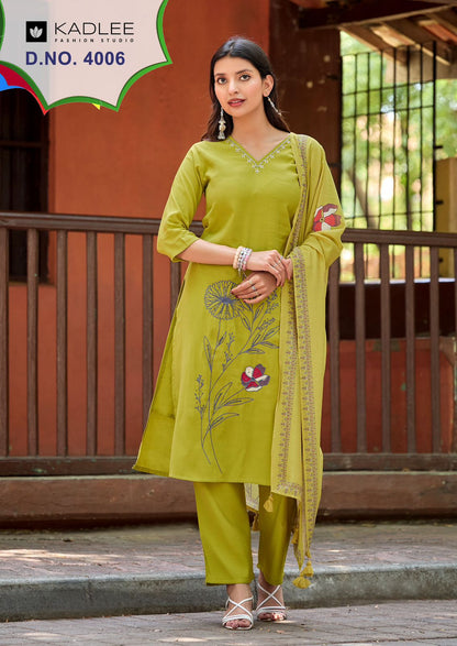 Raahi Kadlee Roman Silk Readymade Pant Style Suits Supplier