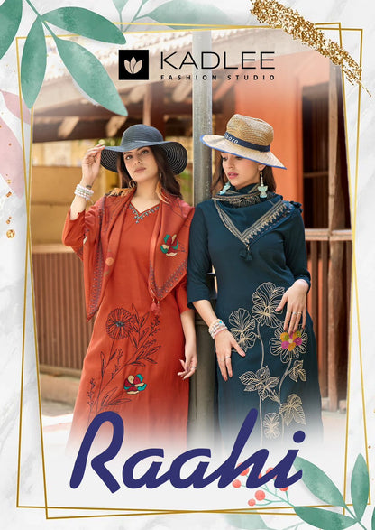 Raahi Kadlee Roman Silk Readymade Pant Style Suits Supplier