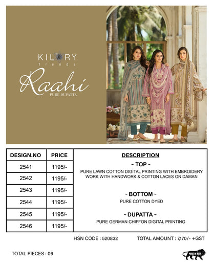 Raahi Kilory Lawn Cotton Pant Style Suits Manufacturer Gujarat