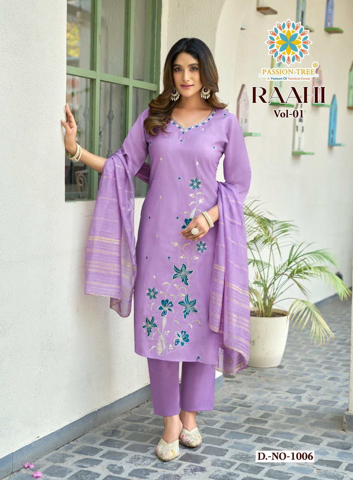 Raahi Vol 1 Passion Tree Roman Silk Readymade Pant Style Suits Manufacturer Gujarat
