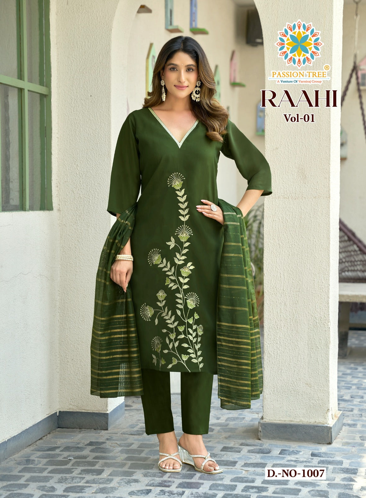 Raahi Vol 1 Passion Tree Roman Silk Readymade Pant Style Suits Manufacturer Gujarat