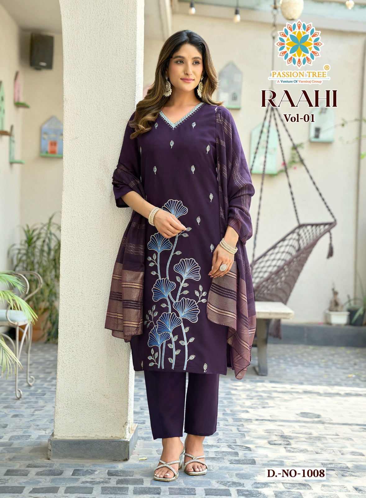Raahi Vol 1 Passion Tree Roman Silk Readymade Pant Style Suits Manufacturer Gujarat