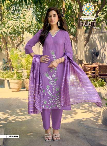 Raahi Vol 2 Passion Tree Roman Silk Readymade Pant Style Suits Manufacturer Gujarat