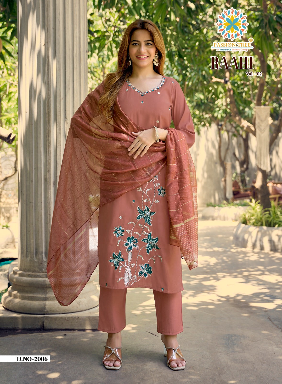 Raahi Vol 2 Passion Tree Roman Silk Readymade Pant Style Suits Manufacturer Gujarat
