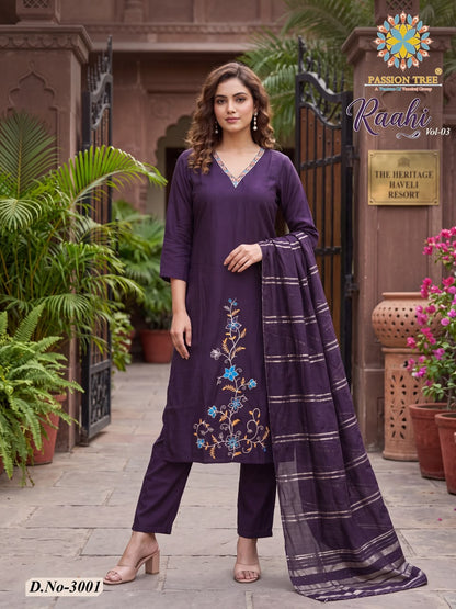 Raahi Vol 3 Passion Tree Roman Silk Readymade Pant Style Suits Exporter Gujarat