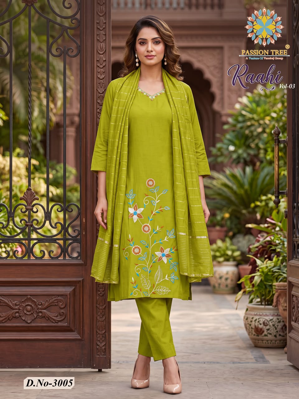 Raahi Vol 3 Passion Tree Roman Silk Readymade Pant Style Suits Exporter Gujarat