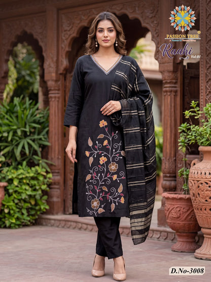 Raahi Vol 3 Passion Tree Roman Silk Readymade Pant Style Suits Exporter Gujarat