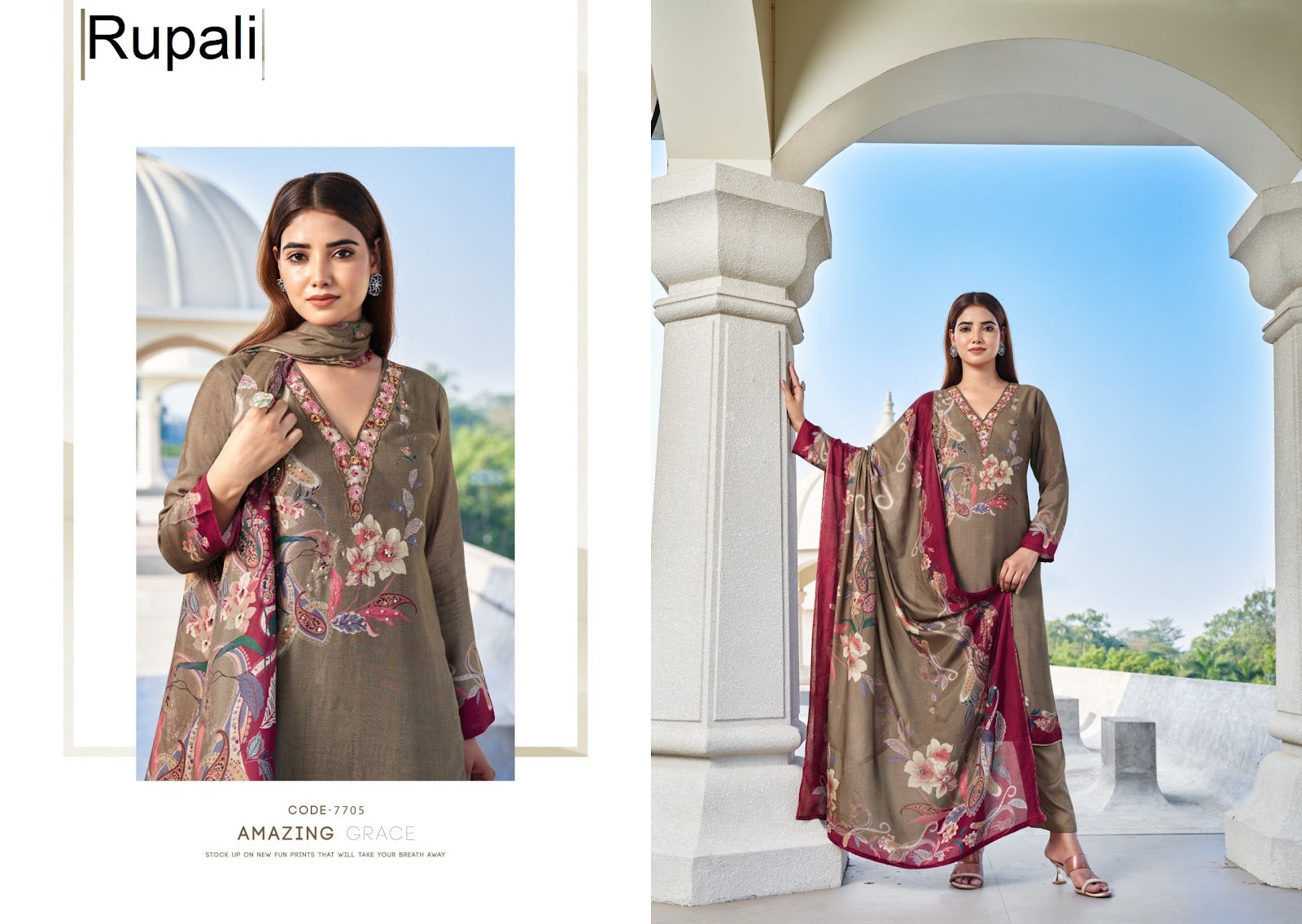 Raahi Vol 3 Rupali Muslin Pant Style Suits Wholesaler Ahmedabad