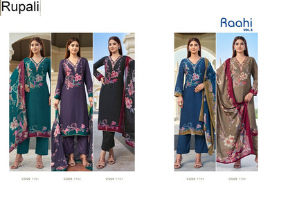 Raahi Vol 3 Rupali Muslin Pant Style Suits Wholesaler Ahmedabad