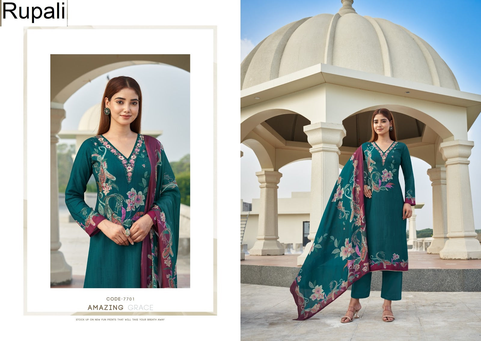 Raahi Vol 3 Rupali Muslin Pant Style Suits Wholesaler Ahmedabad