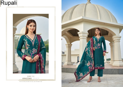 Raahi Vol 3 Rupali Muslin Pant Style Suits Wholesaler Ahmedabad