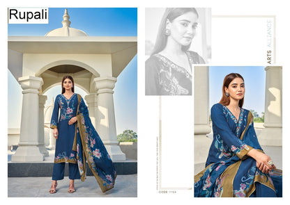 Raahi Vol 3 Rupali Muslin Pant Style Suits Wholesaler Ahmedabad