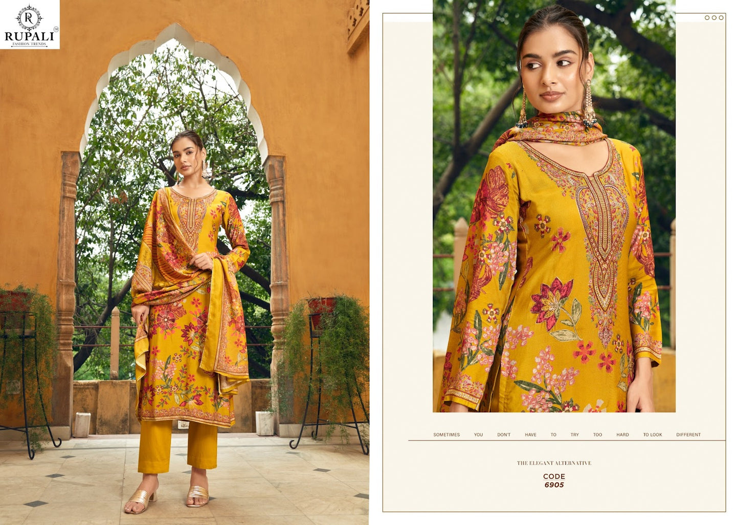 Raahi Vol 4 Rupali Muslin Pant Style Suits Wholesale Rate