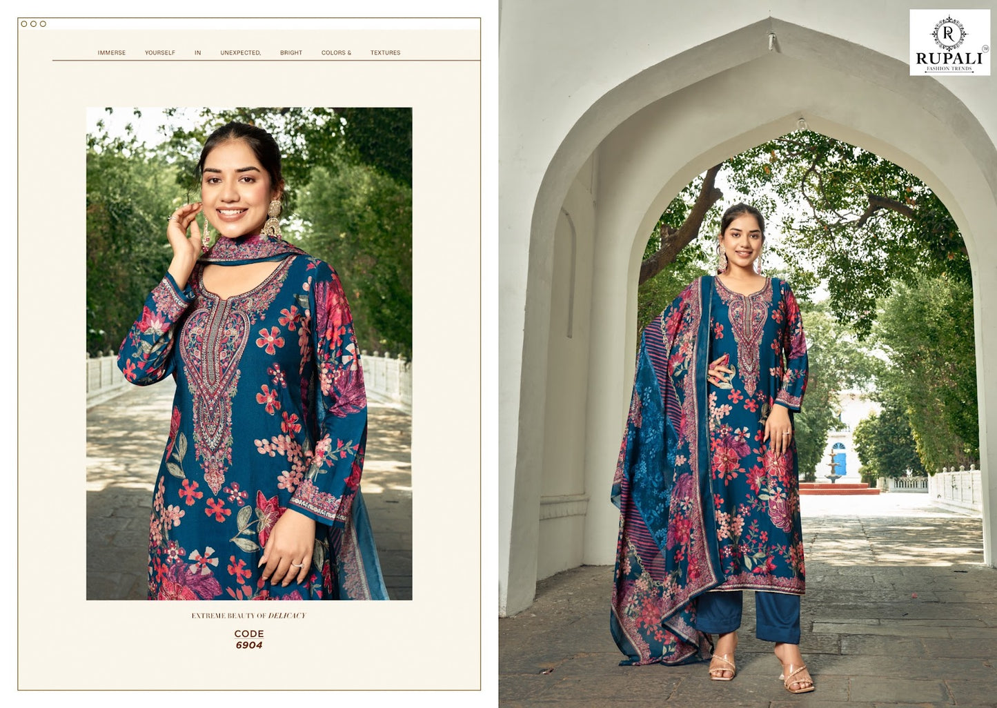 Raahi Vol 4 Rupali Muslin Pant Style Suits Wholesale Rate