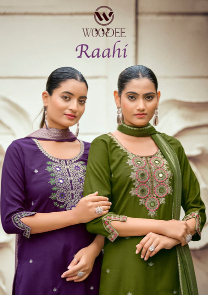 Raahi Woodee Viscose Silk Readymade Pant Style Suits Exporter Gujarat