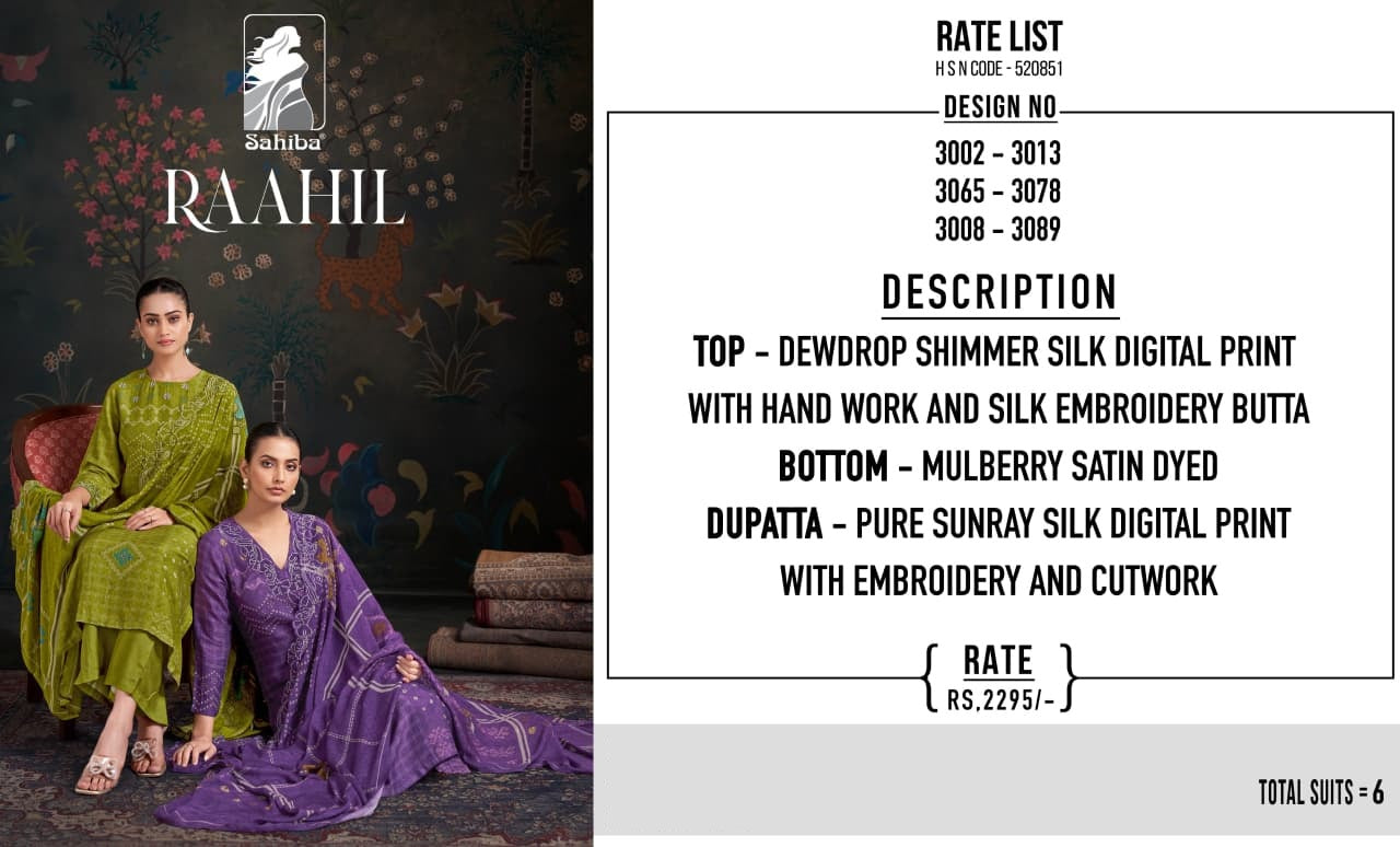 Raahil Sahiba Shimmer Pant Style Suits Wholesaler Ahmedabad