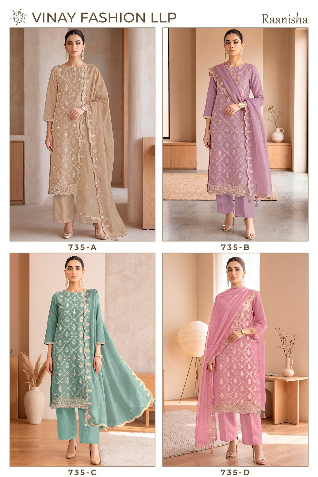 Raanisha Vinay Fashion Llp Silk Pant Style Suits Manufacturer