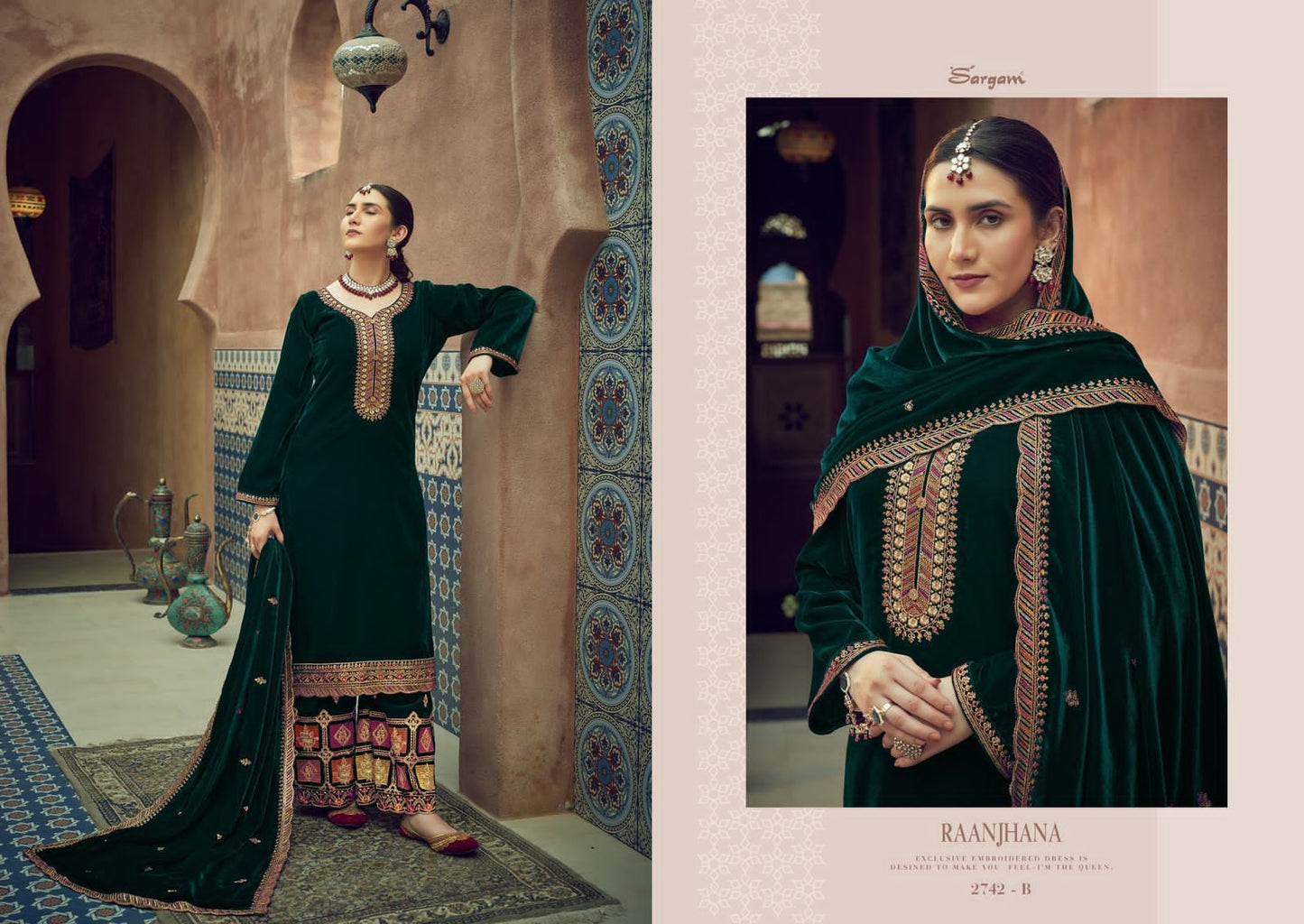 Raanjhna Sargam Prints Velvet Suits Manufacturer Ahmedabad