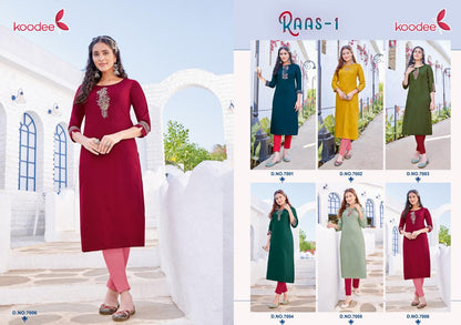 Raas 1 Koodee Fashion Reyon Long Straight Kurti Manufacturer Gujarat