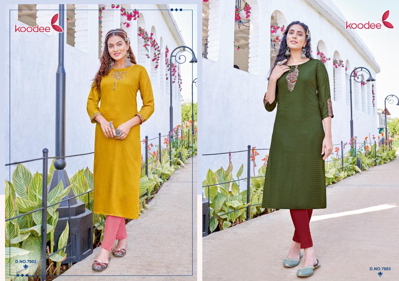 Raas 1 Koodee Fashion Reyon Long Straight Kurti Manufacturer Gujarat