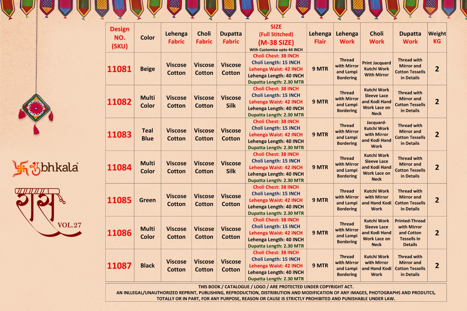 Raas Vol 27 Navratri 2025 Shubhkala Viscose Cotton Chaniya Choli Supplier Gujarat