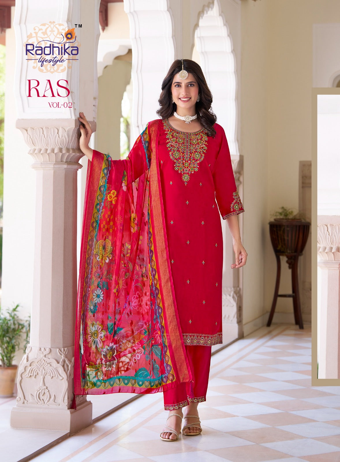 Raas Vol 2 Radhika Lifestyle Vertican Readymade Pant Style Suits Supplier Gujarat