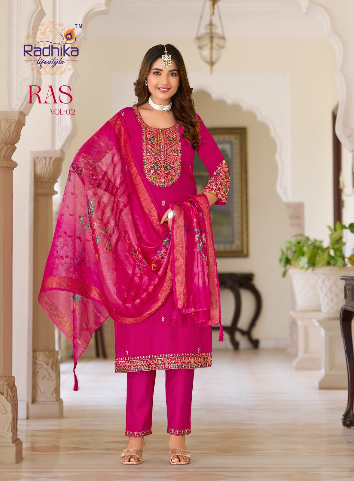 Raas Vol 2 Radhika Lifestyle Vertican Readymade Pant Style Suits Supplier Gujarat