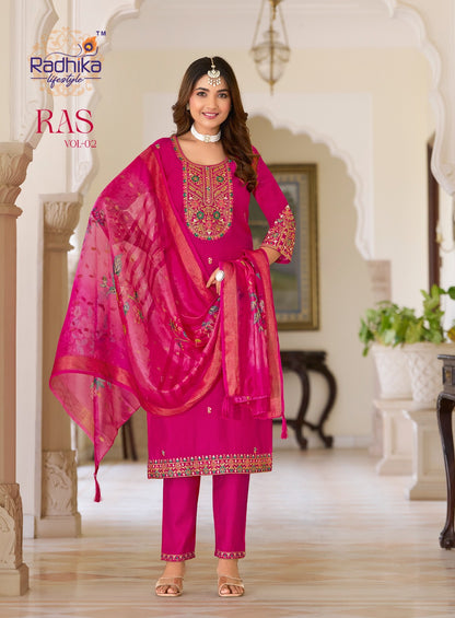 Raas Vol 2 Radhika Lifestyle Vertican Readymade Pant Style Suits Supplier Gujarat