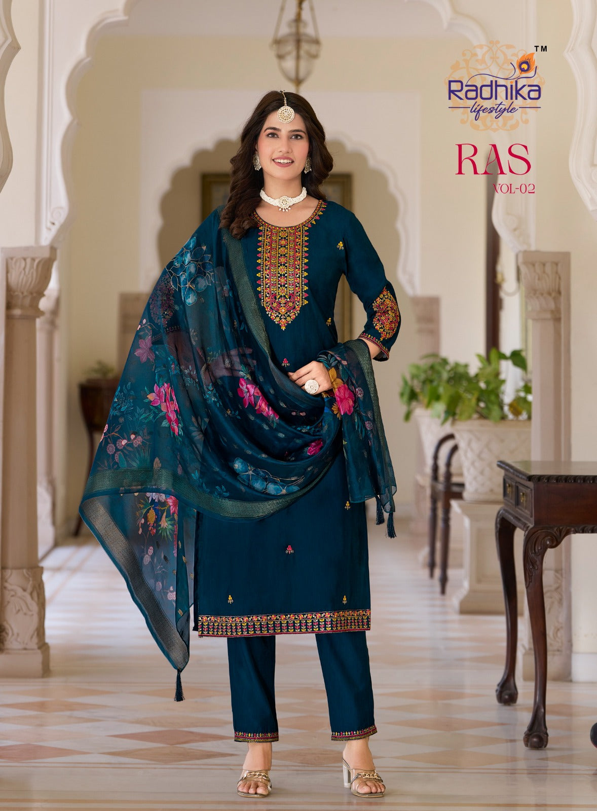 Raas Vol 2 Radhika Lifestyle Vertican Readymade Pant Style Suits Supplier Gujarat