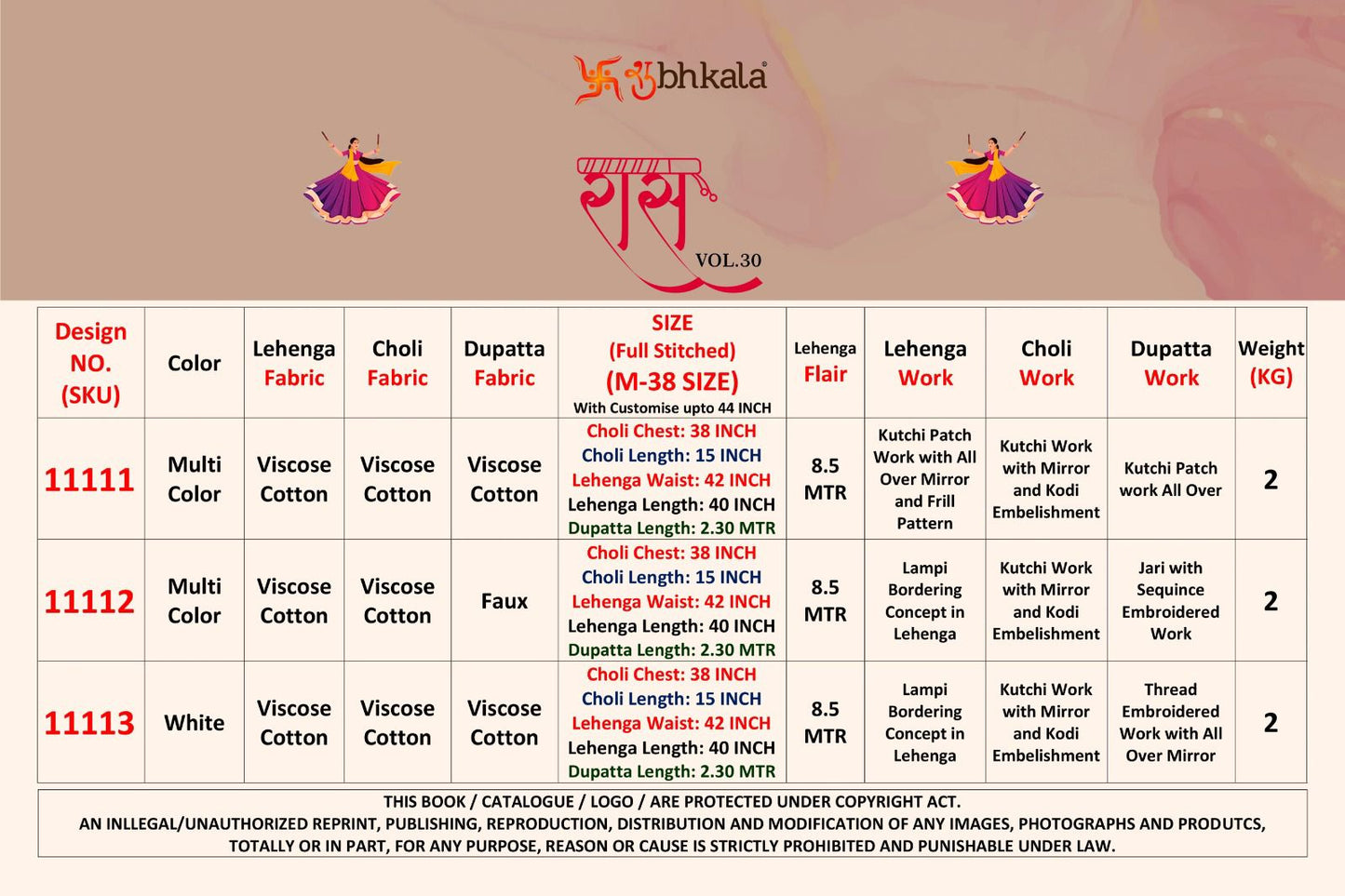 Raas Vol 30 Navratri 2025 Shubhkala Viscose Cotton Chaniya Choli Wholesale Rate