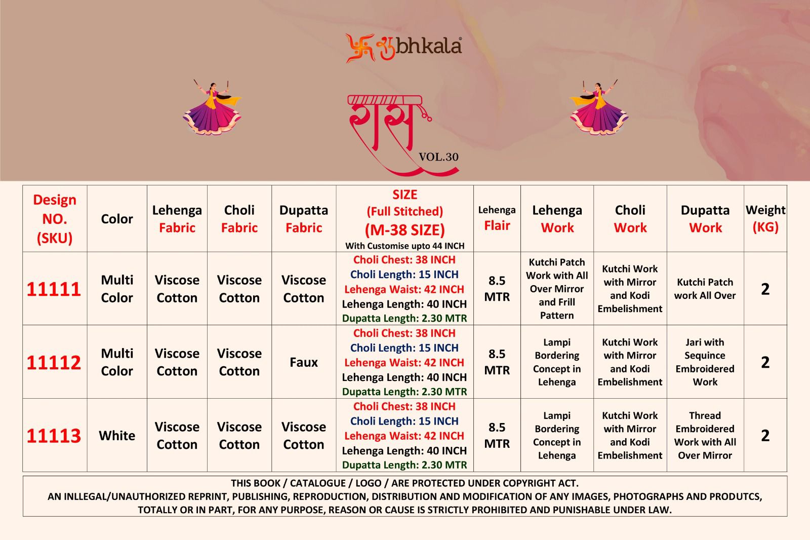 Raas Vol 30 Navratri 2025 Shubhkala Viscose Cotton Chaniya Choli Wholesale Rate