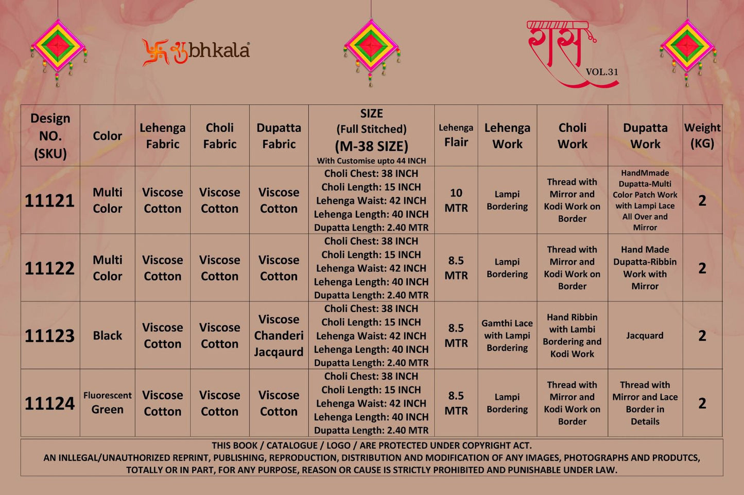 Raas Vol 31 Navratri 2025 Shubhkala Viscose Cotton Chaniya Choli Supplier