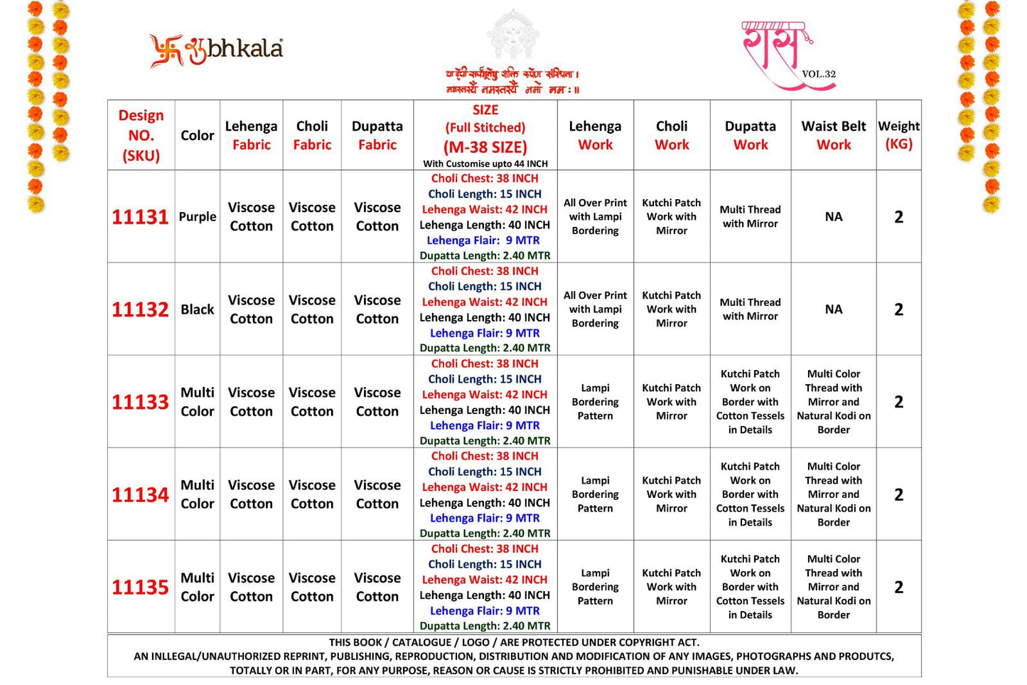 Raas Vol 32 Navratri 2025 Shubhkala Viscose Cotton Chaniya Choli Manufacturer