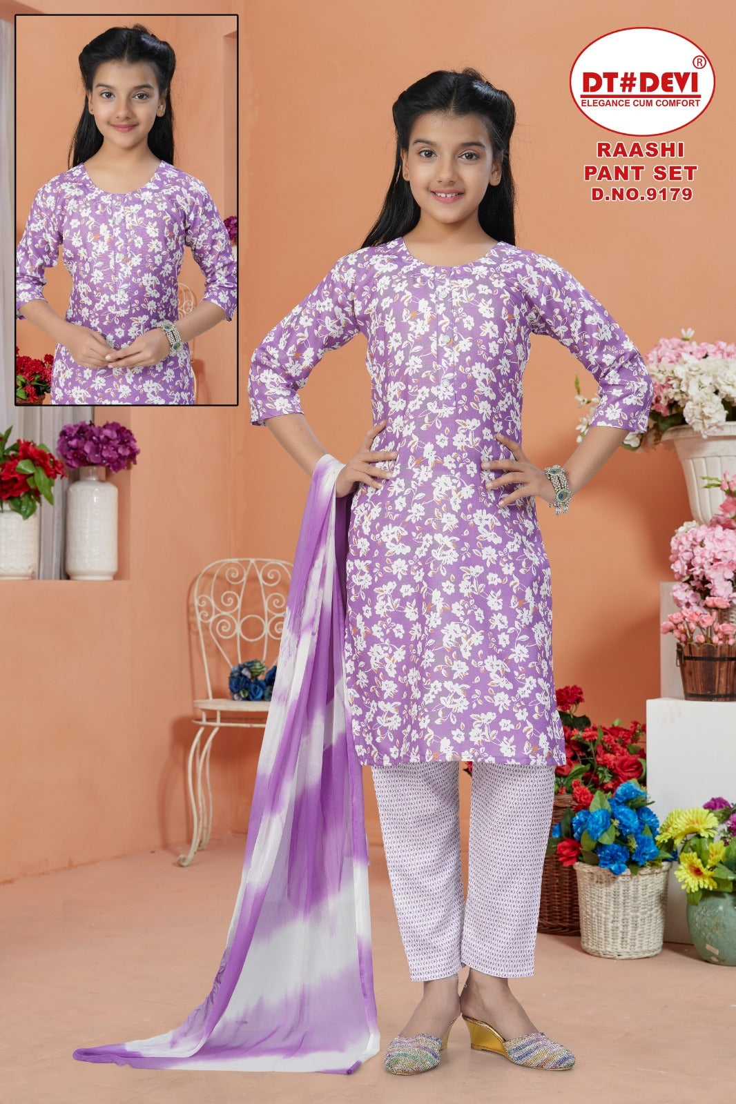 Raashi Dn 9179 Dt Devi Rayon Slub Girls Readymade Pant Suits Supplier Ahmedabad