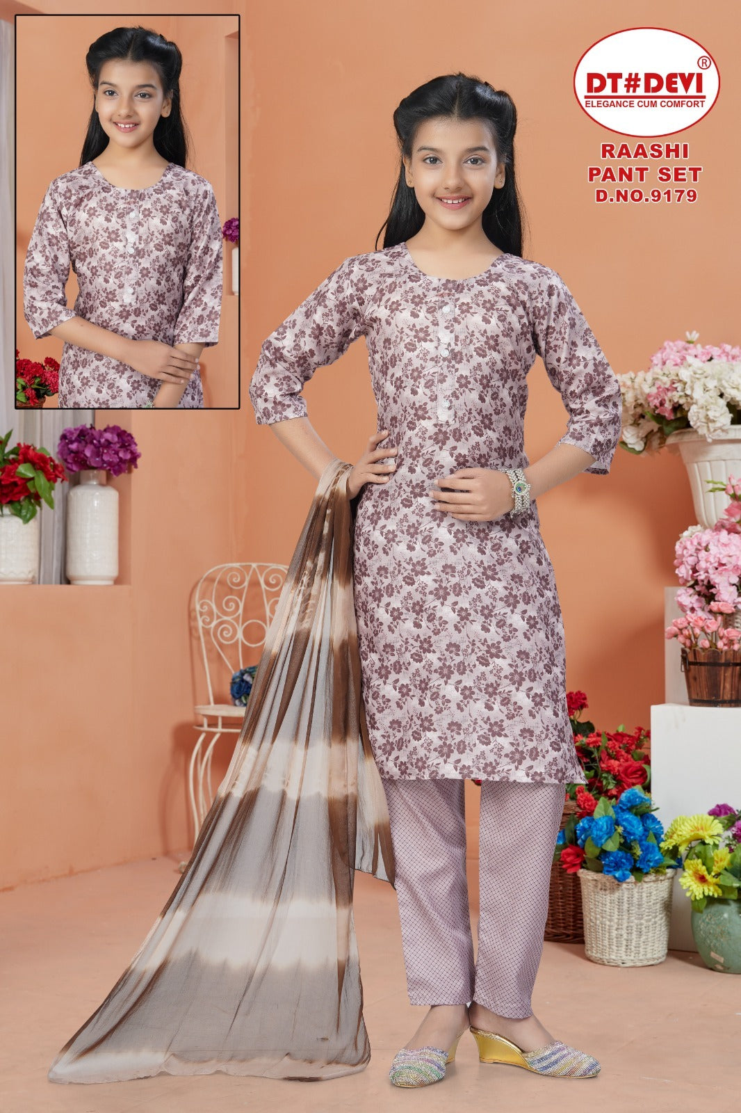 Raashi Dn 9179 Dt Devi Rayon Slub Girls Readymade Pant Suits Supplier Ahmedabad