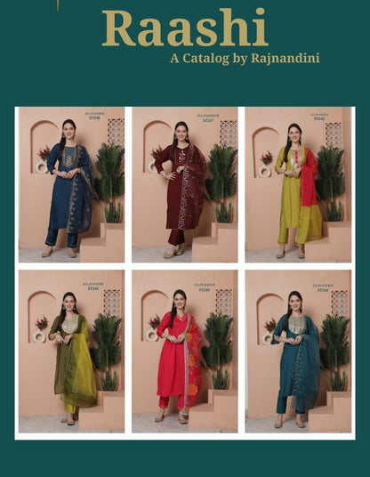 Raashi Rajnandini Roman Silk Readymade Pant Style Suits Wholesale Price
