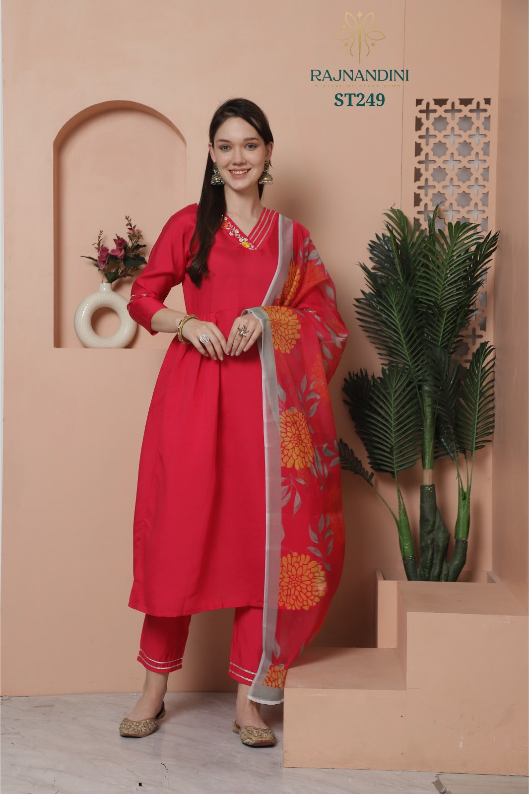 Raashi Rajnandini Roman Silk Readymade Pant Style Suits Wholesale Price