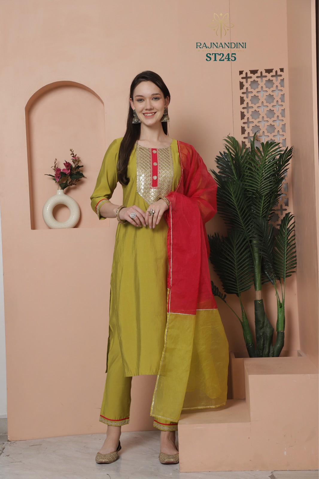 Raashi Rajnandini Roman Silk Readymade Pant Style Suits Wholesale Price