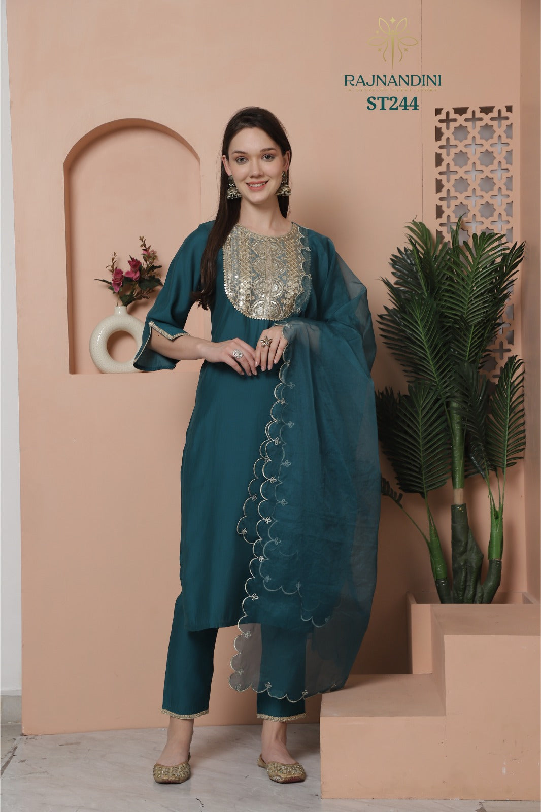 Raashi Rajnandini Roman Silk Readymade Pant Style Suits Wholesale Price