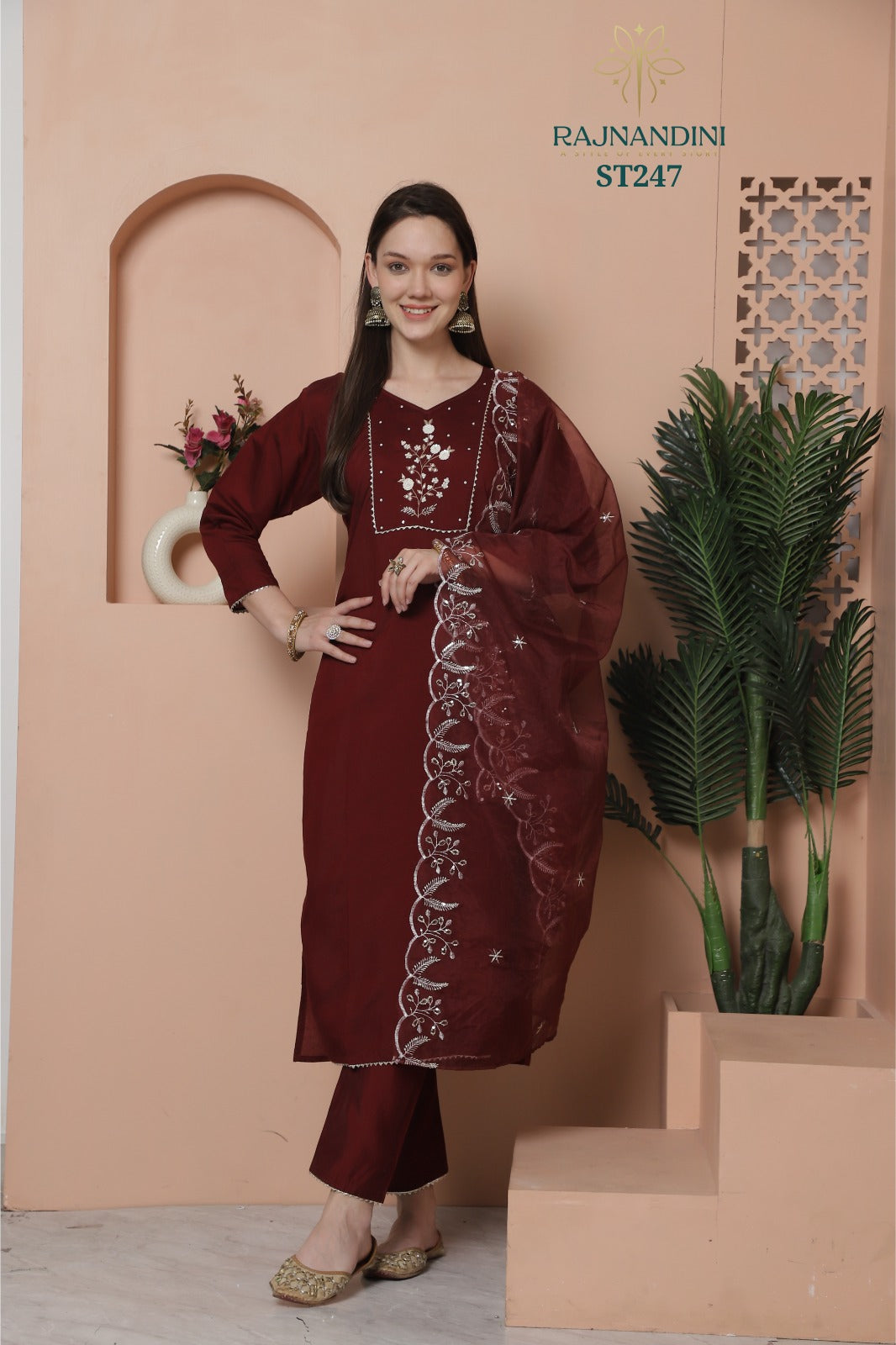 Raashi Rajnandini Roman Silk Readymade Pant Style Suits Wholesale Price