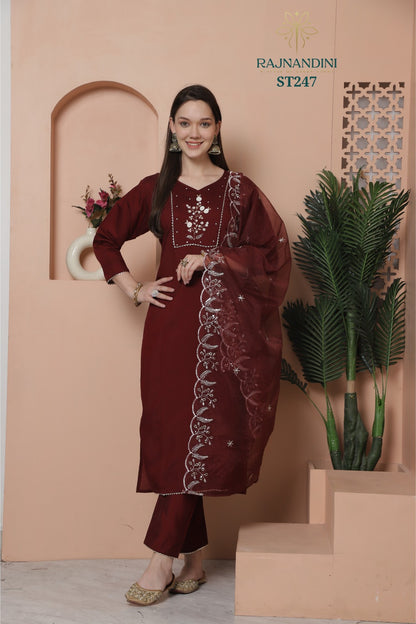 Raashi Rajnandini Roman Silk Readymade Pant Style Suits Wholesale Price