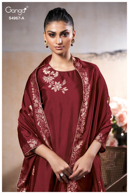 Raashii S4967 Ganga Silk Jacquard Plazzo Style Suits Wholesale