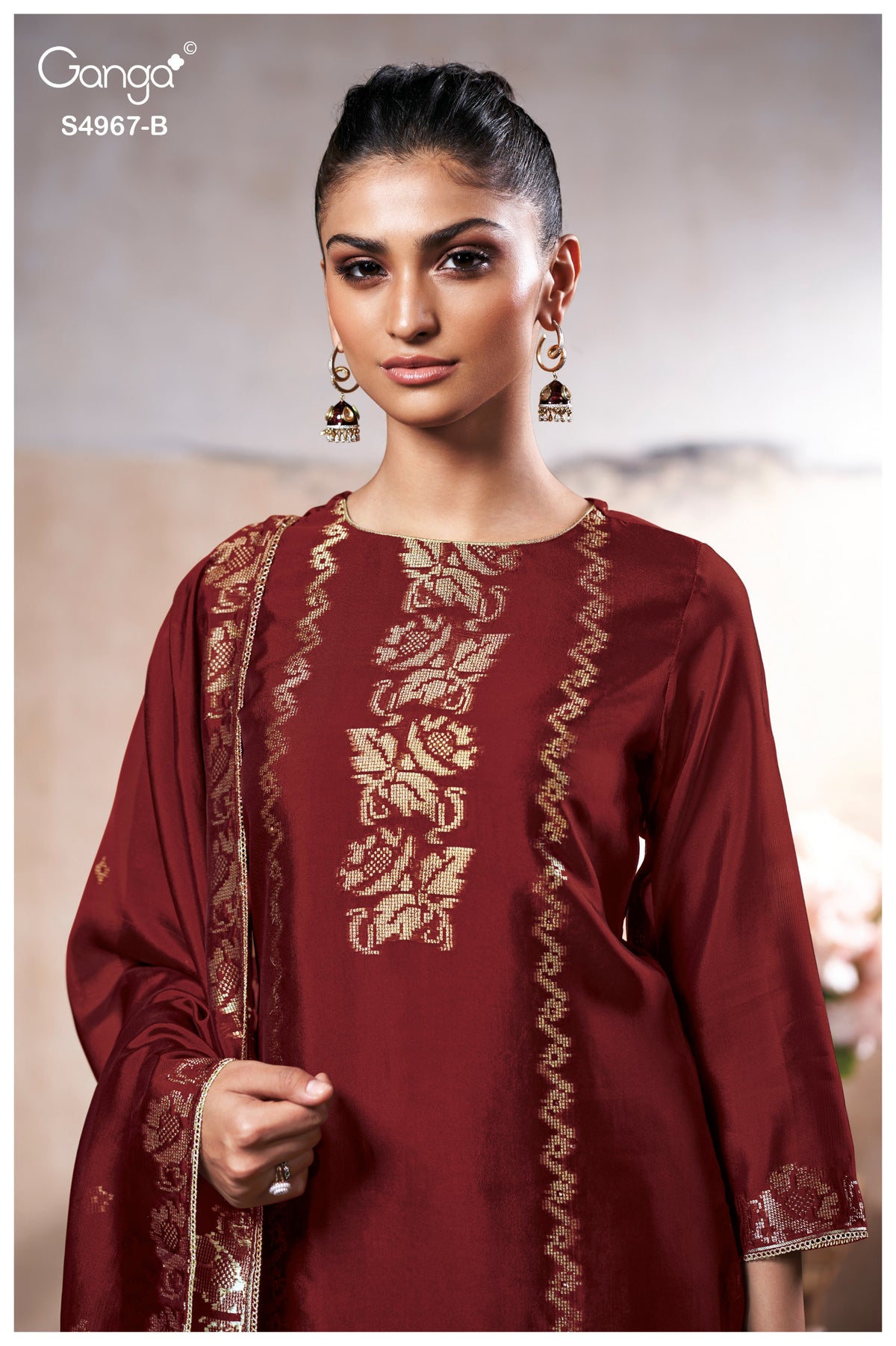 Raashii S4967 Ganga Silk Jacquard Plazzo Style Suits Wholesale