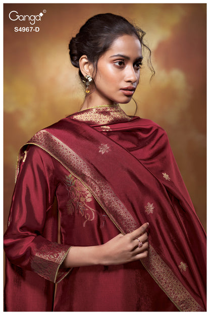 Raashii S4967 Ganga Silk Jacquard Plazzo Style Suits Wholesale