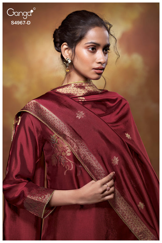 Raashii S4967 Ganga Silk Jacquard Plazzo Style Suits Wholesale