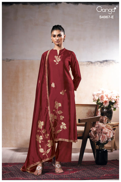 Raashii S4967 Ganga Silk Jacquard Plazzo Style Suits Wholesale