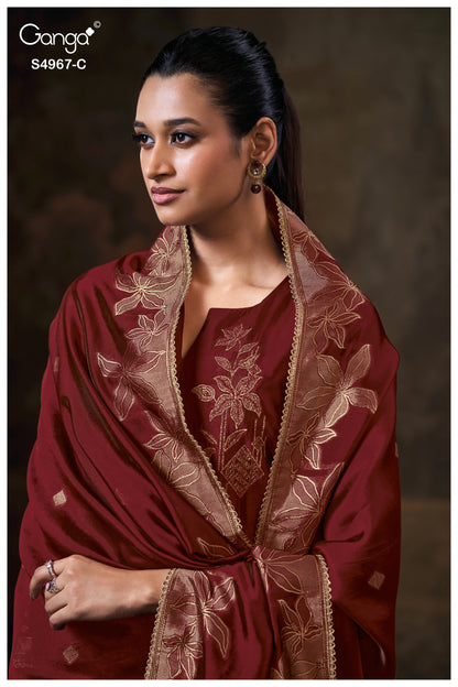 Raashii S4967 Ganga Silk Jacquard Plazzo Style Suits Wholesale