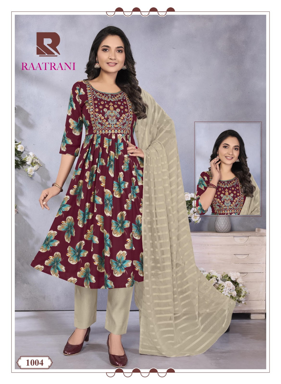 Raatrani Raashi Vertical Readymade Anarkali Suits Wholesale Price