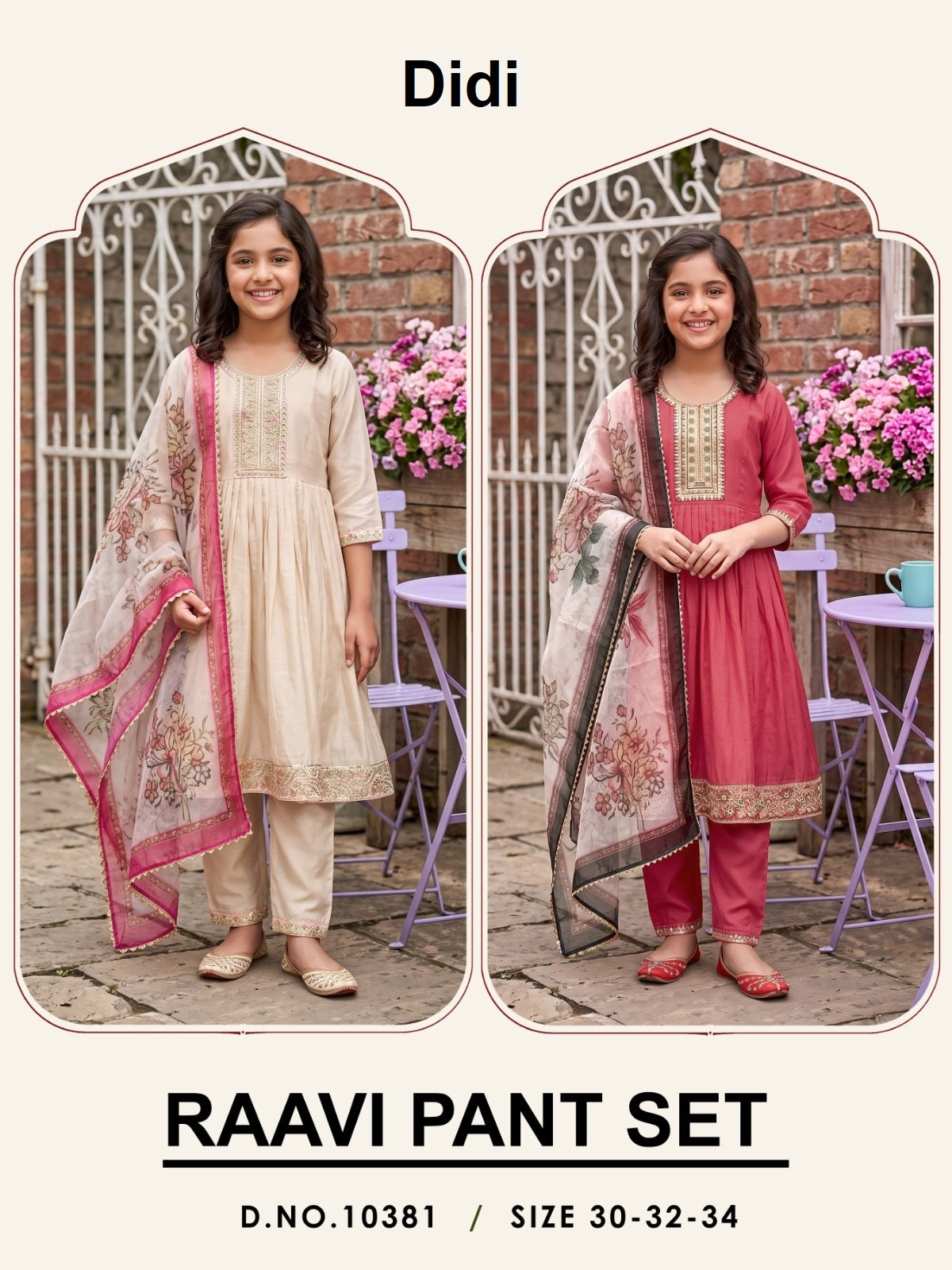 Raavi Dn 10381 Didi Roman Shimmer Girls Readymade Pant Suits Wholesale Price